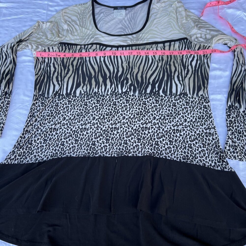 Women's Bali - Multi Animal Print Two Tone Black & White Stretch Tunic XXL - Picture 10 of 13